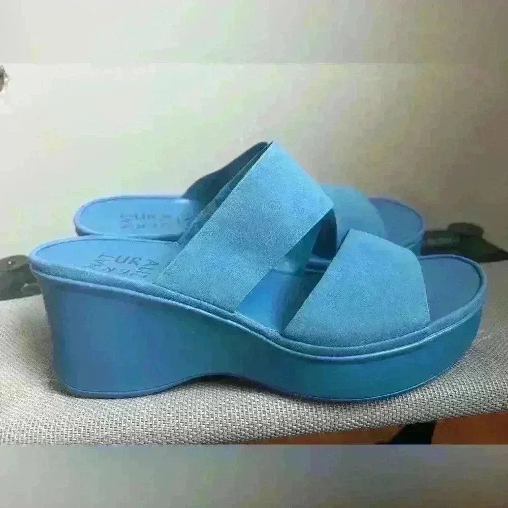 Naturalizer Blue Platform Slide Sandals - Picture 8 of 10